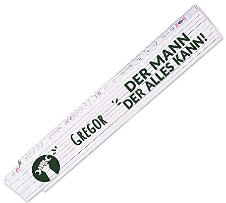 Zollstock mit Namen Gregor und schönem Motiv - Der Mann der alles kann - für Männer | Metermaß | Glieder-Maßstab mit Namen bedruckt | Viele Namen zur Auswahl