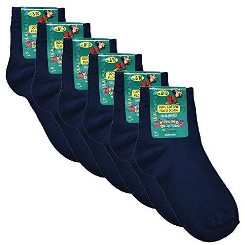Fontana Calze, 6 paia di calze bimbo in Cotone Filo di Scozia elasticizzato modello Caviglia. BLU 26-30…