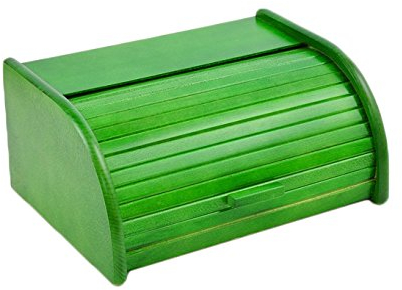 Contenitore per il pane in legno con chiusura a serranda per conservare il pane in cucina, Legno, Green, small