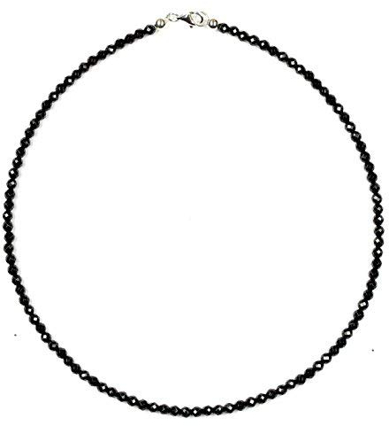 Onyx Schmuck (Halskette) Onyx Kette Onyx Kugeln facettiert Größe ca. 4 mm Verschluss 925er Sterling-Silber Modellnummer 7059