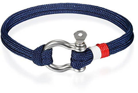 Flongo Bracciale Intrecciato Nautico, Braccialetto per Uomo Donna Bracciale in Acciaio Inossidabile Blu, Corda da Surf Bracciale per L'Estate