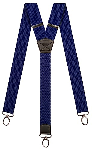 Olata Y Hosenträger mit Karabinerhaken – Frauen- und Herren Hosenträger – 4 cm. Königsblau