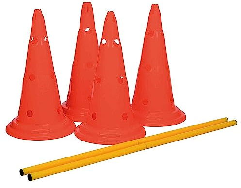 TRIXIE Hunde Agility Pylonen-Set ø 30 x 50 cm/100 cm – orange/gelb | Vielseitiges Hindernis-Set für abwechslungsreiches Training – strapazierfähig, ideal für Zuhause und Garten