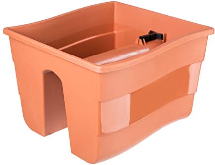 KADAX Balkongeländer-Topf mit zweiseitigem einstellbarem Griff 30x28x20cm, Geländer-Brüstungstopf, Balkonblumenkasten, Pflanzkübel, Pflanzgefäß, Ideal für Blumen und Pflanzen (Terra)