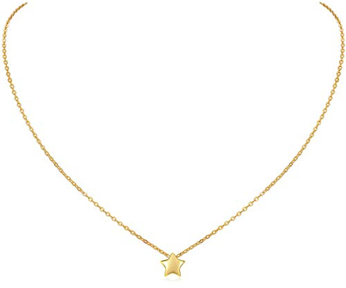 ChicSilver goldkette mit kleiner Stern Anhänger, 925 Sterling Silber Stern Halskette für Damen Mädchen, Personalisiertes Geschenk für Freundin Ehefrau Tochter