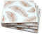 Set of 4 Rose Gold Glittering Feathers Glass Table Coasters