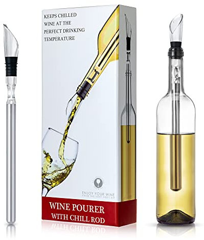 NEW PACIFIC YOUYAH Refrigeratore per Vino Rosso Ghiaccio Bottiglia di Vino in Acciaio Inox refrigeratore Stick Contenitore congelatore 3 in 1 con aeratore e versatore Accessori per Vino