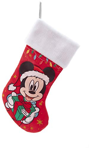 Kurt S. Adler Mickey Mouse mit Geschenkstrumpf, Rot/Ausflug, einfarbig (Getaway Solids), 19in