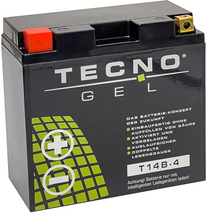 TECNO-GEL QUALITÄTS MOTORRAD BATTERIE für YT14B-4 / YT14B-BS f. YAMAHA MT-01 RP12/RP18
