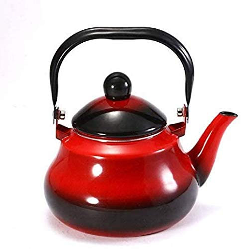 Teiera Rossa Smaltata Su Acciaio Floreale, Grande Teiera Smaltata In Porcellana, Teiera Colorata Per Acqua Calda Teiera Per Piano Cottura, Piccolo Design Classico Retrò 2 Dimensioni