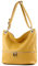 modamoda de - T143 - ital. Leder Schultertasche Umhängetasche, Farbe:Curry