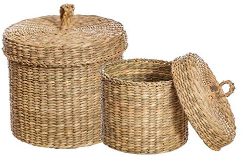 Sass & Belle (Set of 2) Seagrass Baskets with Lid