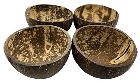 VIE Gourmet Kokosnussschale, natürliche strukturierte Oberfläche, klein, 8–10 cm, 4 Stück, mehrfarbig, Einheitsgröße