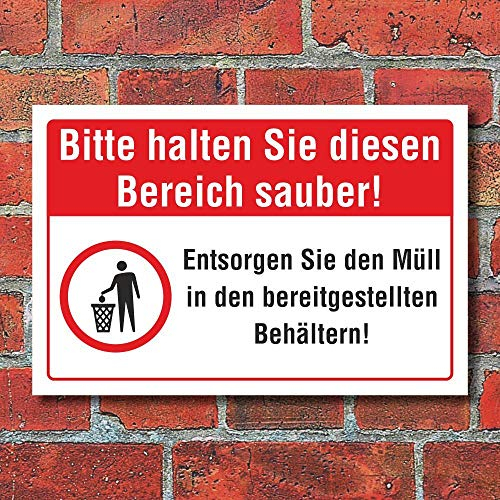 WERBEPUNKT. Schild Diesen Bereich sauber halten Müll entsorgen Hinweis 3 mm Alu-Verbund 300 x 200 mm