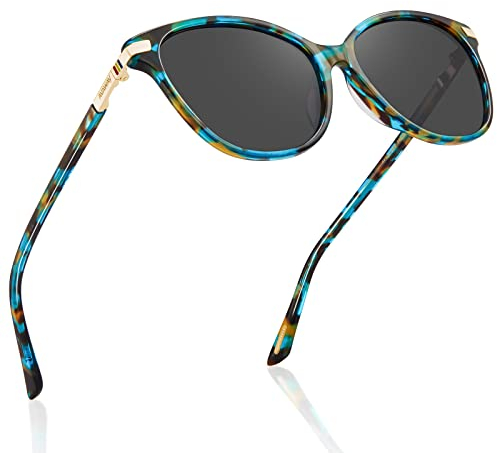 AVAWAY Retro polarisierte Sonnenbrille für Damen UV-Schutz Damenbrille für Fotografie Wandern Reisen Fahren Kategorie 3 Vintage Acetat Rahmen