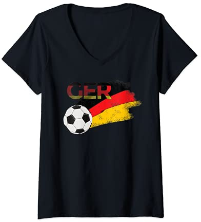 Damen Fanartikel Deutschland Fanartikel GER Design Deutschland T-Shirt mit V-Ausschnitt