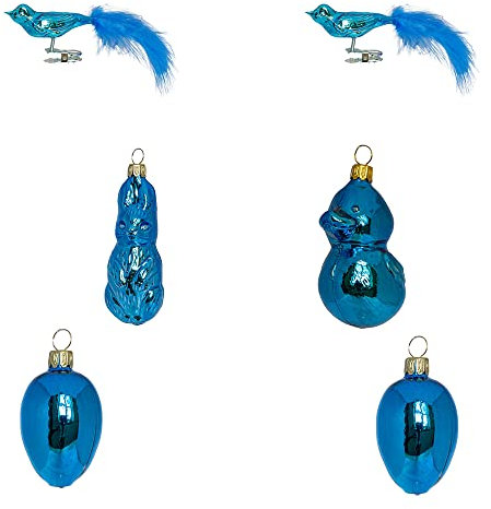 6-teiliges Osterdeko-Set `Farbenfrohe Osterzeit´aus handgefertigtem Glas (blau)