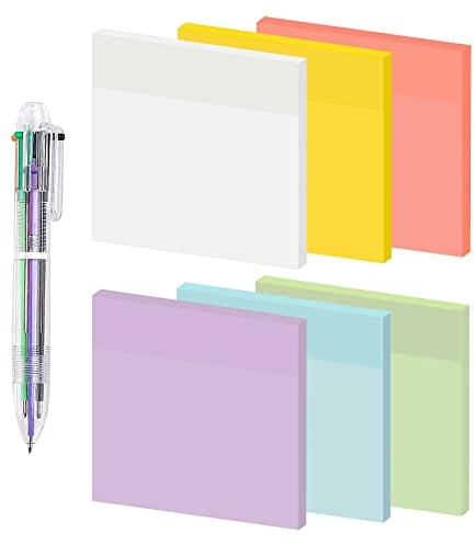 300 Blätter Haftnotizen Set,76x76mm Morandi Transparente Haftnotizen,Durchsichtige Sticky Notes,Super Wasserdicht Haftnotizen für Kennzeichnung Von Bürodokumenten Oder Büchern,für Schule, Büro,Küche