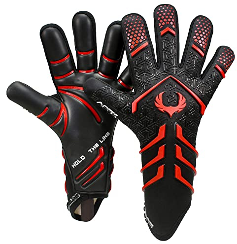 Renegade GK Apex Phoenix Trägerlose Profi-Fußball-Torwarthandschuhe | 4mm EXT Contact Grip | Gelb & Rot Football Goal Keeper Gloves (Größe 11, Mens, Womens, Neg. Cut, Level 5.5)