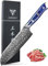 SANMUZUO Damas Couteau de Santoku avec Lame 18 cm Professionnel Couteau de Cuisine en Japonais VG-10 67 Couche Damas Acier avec Poignée en résine (Bleu Saphir) - Xuan Série