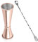 Jigger Doseur Cocktail Double Doseur de Liqueur en Acier Inoxydable Japonais Style Mesure de Bar avec Cuillère à Cocktail pour Bar Maisons Fête Boisson Vin Or Rose