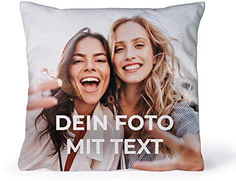 PICANOVA Kissen mit Foto und Text - Premium Fotokissen mit Füllung 40x40cm - Individuell Bedruckt Schlaf- und Wohnzimmertauglich - Kissen Personalisiert - Personalisierte Geschenk