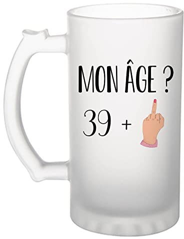 Planetee Chope de bière 40 ans Humour| Idée Tasse Cadeau Femme Famille Anniversaire Noël Pinte cervoise