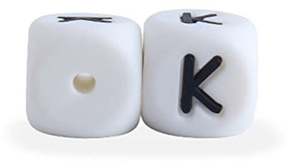 ISAKEN 10 Pcs Perles Lettre Mini Perles Alphabet Silicone Beads, Perles Lettre de l'alphabet en Silicone pour Bracelet à Faire soi-même Perles Cubes Mixtes pour Bracelet DIY Bijoux