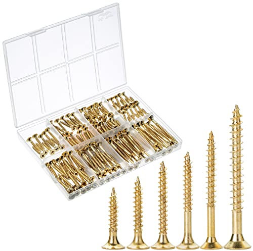 Mr. Pen - Kit surtido de tornillos para madera, 152 piezas, tornillos de madera dorados, puntas Phillips, juego de tornillos, tornillos surtidos, surtido de tornillos, juego de tornillos, juego de