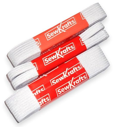 SewKrafts Knit Elastic - 3 Pack - 1/4 x 90, 1/2 x 45 and 3/4 x 36, Elastic for Sewing, White Elastic Bands for DIY Projects, Used on Waistbands, Sleeves, Necklines, Skirts, Swimwear, Leg Bands