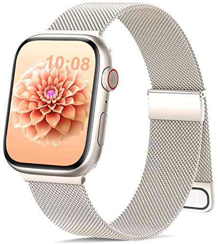 Ersatzarmband Kompatibel mit Apple Watch Armband 40mm 38mm 41mm 42mm 44mm 45mm 46mm 49mm Damen Herren Einstellbar Magnetisch Metall Edelstahl Armbänder für iWatch SE Ultra Series10 9 8 7 6 5 4 3 2 1