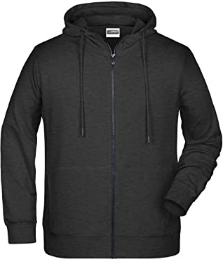 James & Nicholson Herren Hoody Sweatjacke - Sportliche Sweatjacke aus Bio-Baumwolle | Farbe: black-heather | Grösse: 5XL