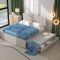 Moimhear Polsterbett, 140x200cm Doppelbett, Familienbett, Ehebett mit DREI Schubladen, Ausziehbares Bett, Verstellbares Kopfteil (Beige)