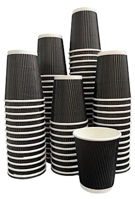 NovatoStar Kraft Paper Cups 500 Ripple Cups - 3 Ply Insulated Paper Cups - Disposable Paper Hot Coffee Tea Drinking Cups (10oz, Black)