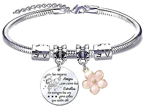 MNBVBV Amistad Regalo Mejor Amiga Pulsera Joyería Familia Amistad Regalo para Tu Mejor Amiga Pulsera Acero Inoxidable Pulsera Regalos Mujer con la Letra