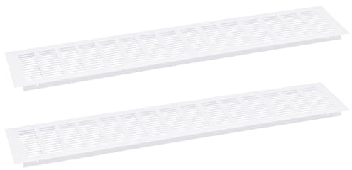 sourcing map Air Vents Cover, 2Pcs 600 x 80mm - Aluminum Alloy Mesh Air Return Vent Cover, Rectangle Louvered Ventilation Grille for Shoe Cabinet Wardrobe (White)