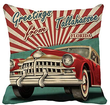 Zierkissenbezüge 45X45cm, Auto Oldtimer Tallahassee Florida Reisen Usa Quadratische Kissenhülle Atmungsaktiv Dekokissen Kissenbezüge Für Bett Wohnzimmer Weihnachten