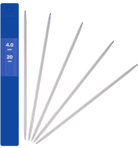 5 Pieza 4 mm Agujas de Tejer de Acero Inoxidable de Doble Punta Suave Superficie Lisa Resistente y Duradera para Calcetines y Proyectos Pequeños,para Principiantes y Adultos