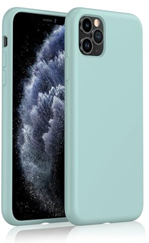 aaaioe Liquid Silicone Case for iPhone 11 Pro Max Case, Gel Rubber Full Body Protection, Soft Ultra Slim Protective Shockproof Phone Case, Anti-Scratch Microfiber Lining, 6.5 Cyan