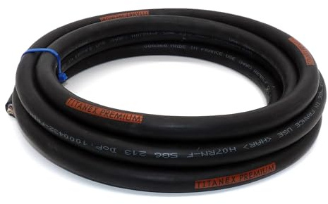 TITANEX PREMIUM H07RN-F 5x6mm² (5G6) schweres Gummikabel, Industriekabel, Baustellenkabel für den Außenbereich 5-50m inkl. 10 Aderendhülsen (50 Meter)