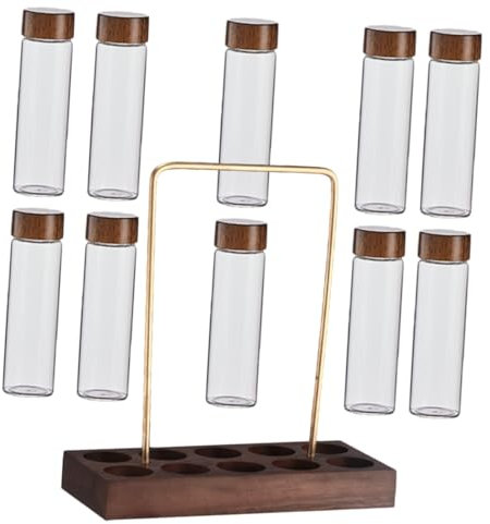 Cabilock Luftdichte Kaffeebohnenbehälter-set Glas-aufbewahrungsröhren Mit Holzsockel Zur Präsentation