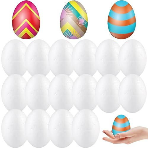 STOBOK 50 Stück Styropor Eier 6Cm Durafoam Ostereier Zum Basteln Und Anmalen FüR Osterdeko DIY Handwerk Und Tischdekoration, Weiß
