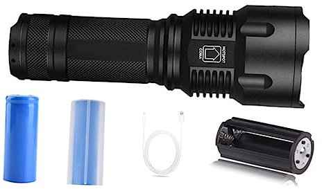 Uonlytech Usb Rechargeable Led Torche Puissante Pour Camping Et Activités Extérieures Avec Batterie Et Câble Noir