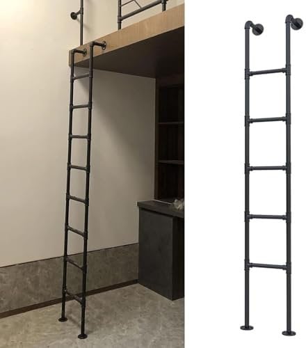 Wall Mounted Ladder for Bunk Bed, Home Decor & Shelves, Strong Thicken Metal Tube for Safe Climbing, Camper Trailer RVs Metal Climbing Ladder, Floor-Standing & Hooks Lofted Bed Ladder (Size : 8ft/2.4