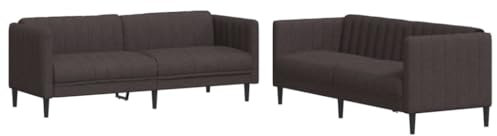 vidaXL Sofagarnitur 2-TLG., Couch Sofa für Wohnzimmer, Loungesofa Polstersofa mit Stützbeinen, Couchgarnitur Sitzmöbel, Modern, Dunkelbraun Stoff