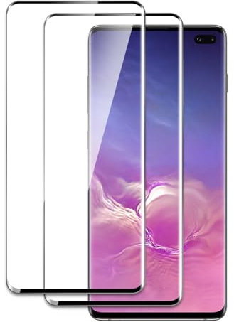 2 Stück Schutzfolie für Samsung Galaxy S10 Plus, 3D Gebogene vollständige Abdeckung Schutzglas Folie, Anti-Kratzer, Anti-Öl, Anti-Bläschen, Einfache Installation