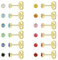 JeweBella 12 Paar Ohrringe Damen Set 14 Karat Vergoldet Chirurgenstahl Zirkonia Kleine Ohrstecker Set Hypoallergen Geburtsstein Ohrringe Set 3/4 mm