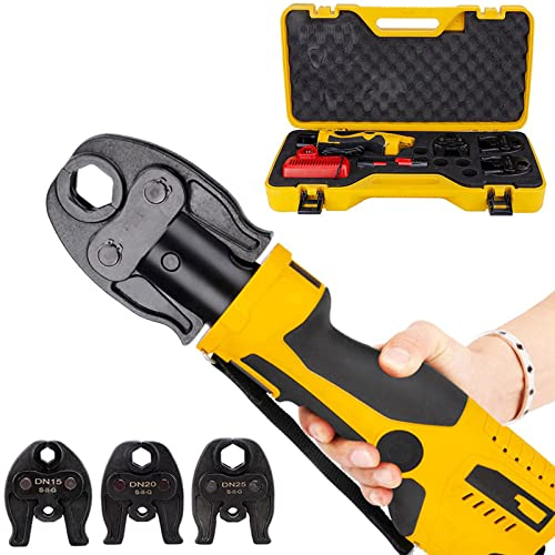 Pressa elettrica, Crimpatrice idraulica per Tubi elettrica, Mini pressa con Batteria Ricaricabile, 3 matrici per crimpatura, Inversione Automatica, Testa della Pinza Rotante a 180 Gradi, 2serie