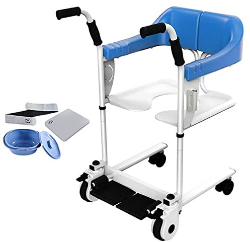 Silla de elevación y transferencia de pacientes, silla de ruedas multifuncional con ruedas e inodoro integrado, carga de -120 kg, para personas mayores paralizadas y discapacitadas