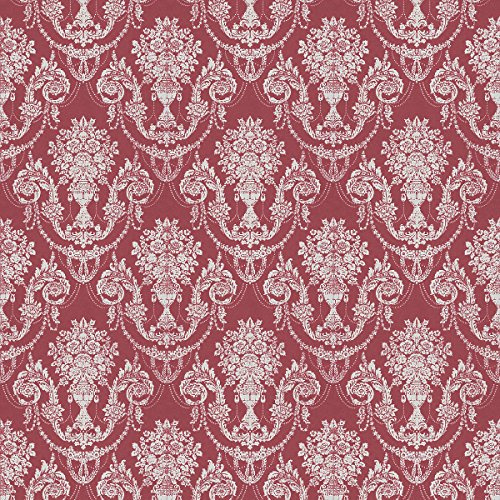 Pack of 5 Dolls House Miniature Burgundy Chandelier Damask Wallpaper